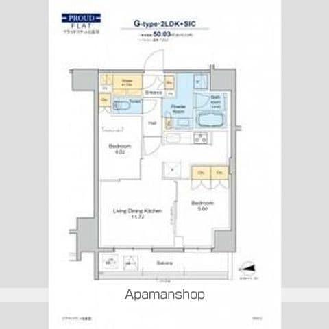 プラウドフラット日暮里(2LDK/6階)の間取り写真