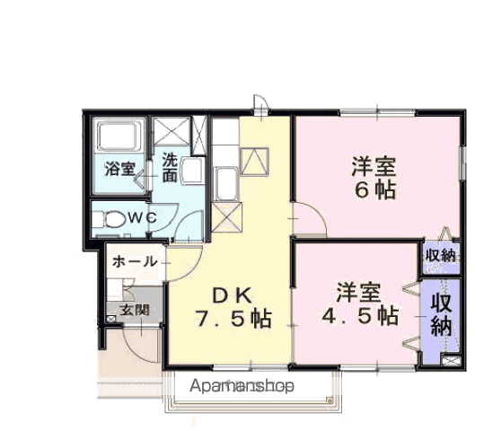 パーク・アベニューC(2DK/1階)の間取り写真