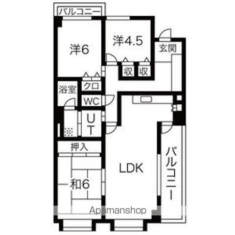 グランクール自由ヶ丘(3LDK/2階)の間取り写真