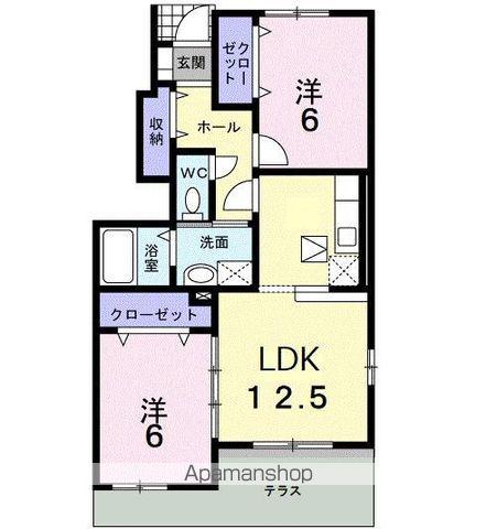 スワン KITAMURA D(2LDK/1階)の間取り写真