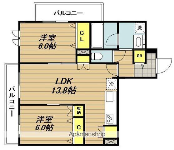 メゾンテール(2LDK/3階)の間取り写真