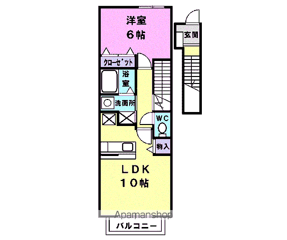 ピュア・トーン(1LDK/2階)の間取り写真