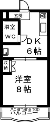 キャッスル若美(1DK/2階)の間取り写真