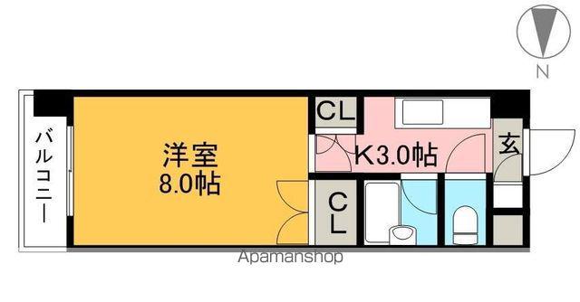 ジョイフル薊野(1K/1階)の間取り写真