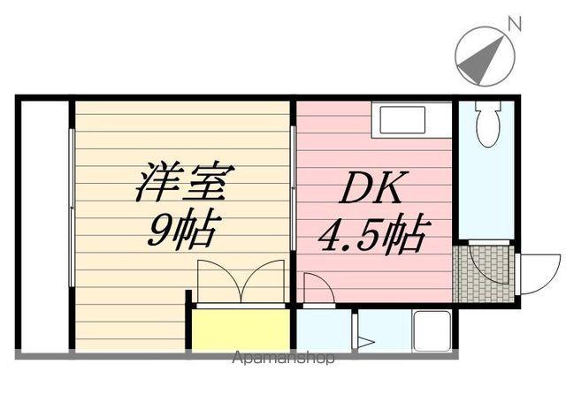 ドルフィン那珂川(1DK/2階)の間取り写真