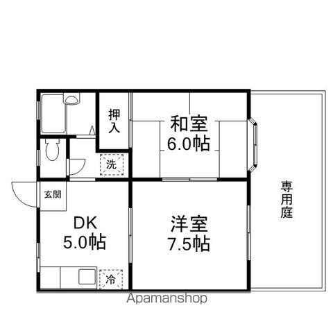 ジュネス国友(2DK/1階)の間取り写真