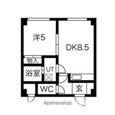 ウエストコート22(1DK/2階)の間取り写真