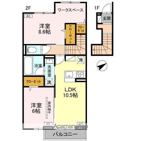 WISTERIA III(2LDK/2階)の間取り写真