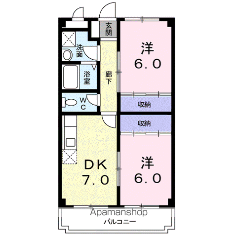 グローリ南草津(2DK/3階)の間取り写真