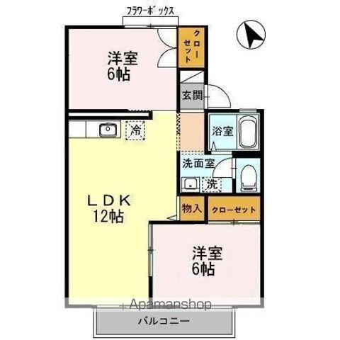 グリーンアベニューA(2LDK/2階)の間取り写真