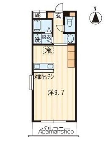 ホープTOMOⅡ(1K/2階)の間取り写真