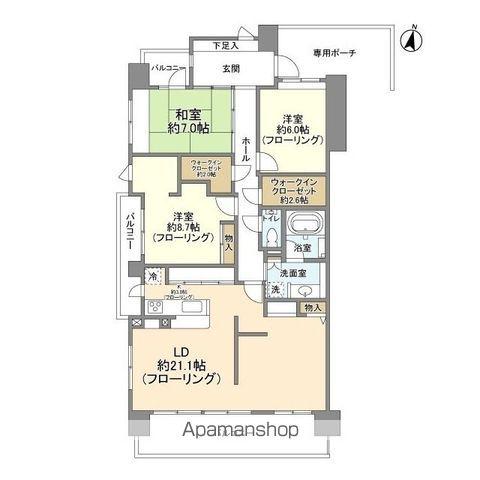 ウィズ松戸陽だまりの丘(3SLDK/6階)の間取り写真