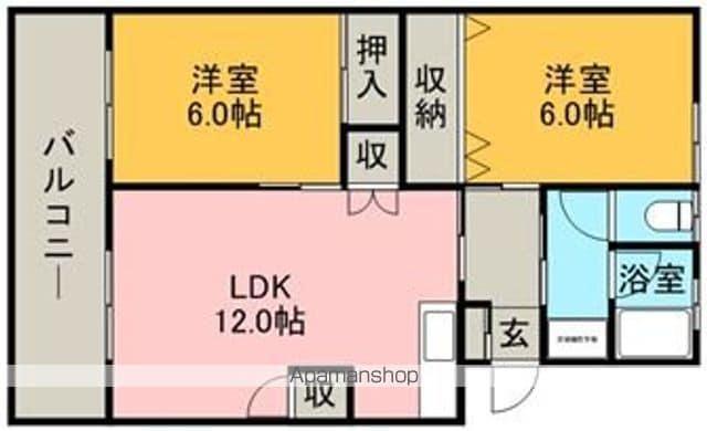 ジョイフルパープルハイム(2LDK/4階)の間取り写真