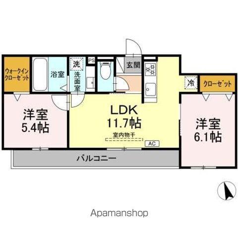 D-ROOM蘇原村雨町A棟(2LDK/2階)の間取り写真