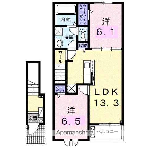 レスポワール D(2LDK/2階)の間取り写真