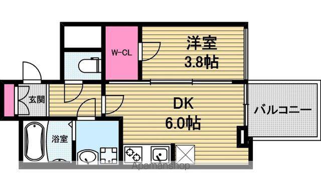 RISING MAISON 本町橋(1DK/8階)の間取り写真