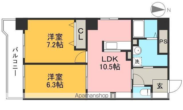 上雅ビル(2LDK/4階)の間取り写真