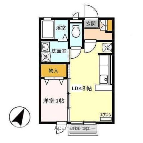 クレセント(1LDK/2階)の間取り写真