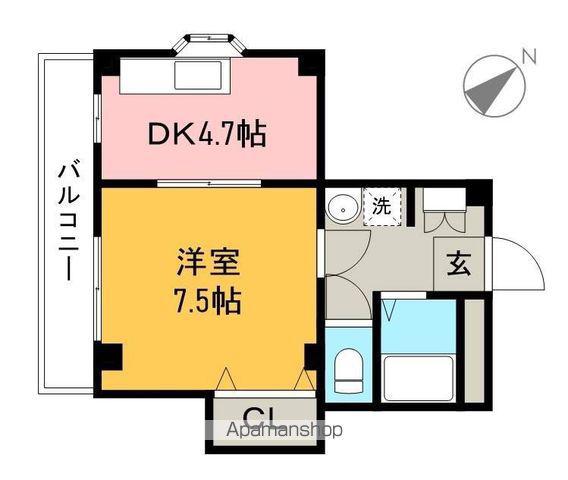 ノワール愛宕山(1DK/4階)の間取り写真