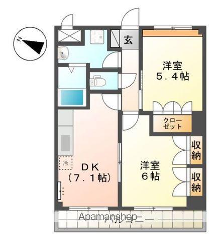 グランドール南ヶ丘(2DK/1階)の間取り写真