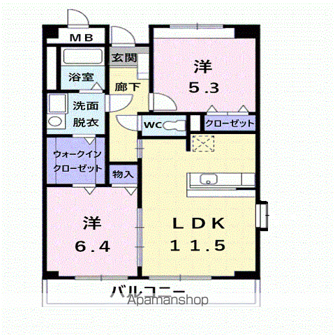 ビエントナイン(2LDK/3階)の間取り写真