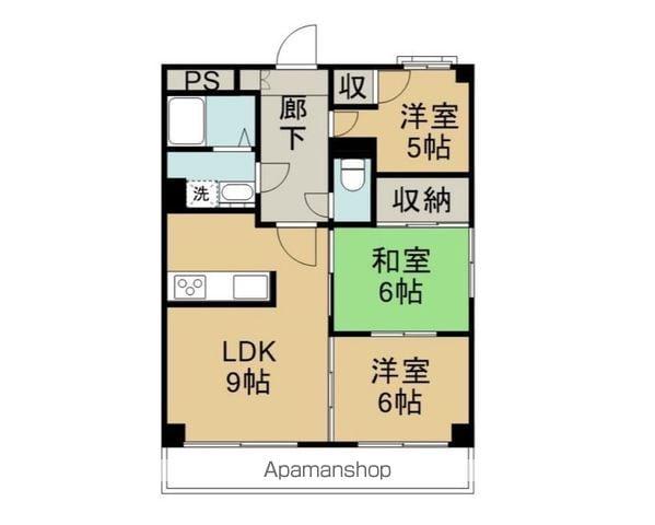 旭丘ハイツ(3DK/3階)の間取り写真