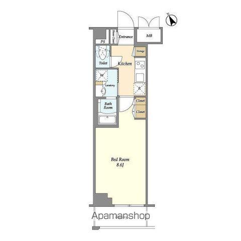 ディームス初台Ⅱ(1K/3階)の間取り写真