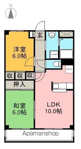 ジュネス花園(2LDK/2階)の間取り写真