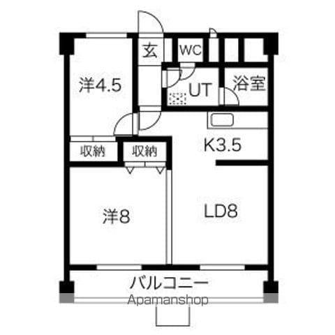 京王山鼻マンション(2LDK/4階)の間取り写真