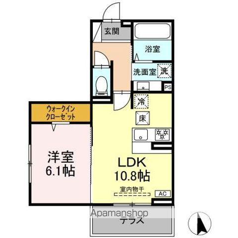 D-ROOM 若松町(1LDK/1階)の間取り写真