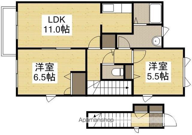 ノースヴェレッジⅤ B棟(2LDK/2階)の間取り写真