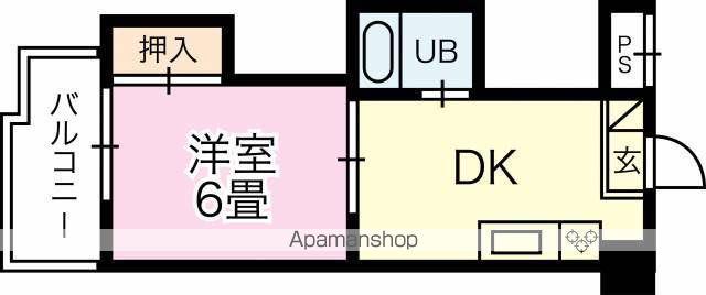 第2ゴトービル(1DK/6階)の間取り写真