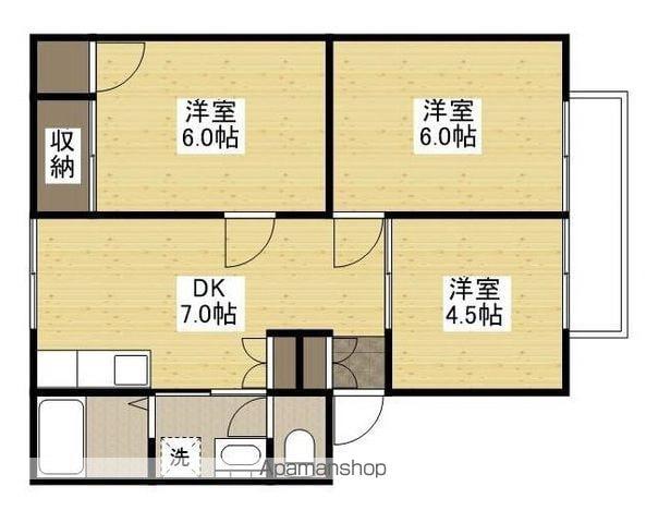 コーポアサヒC(3DK/2階)の間取り写真