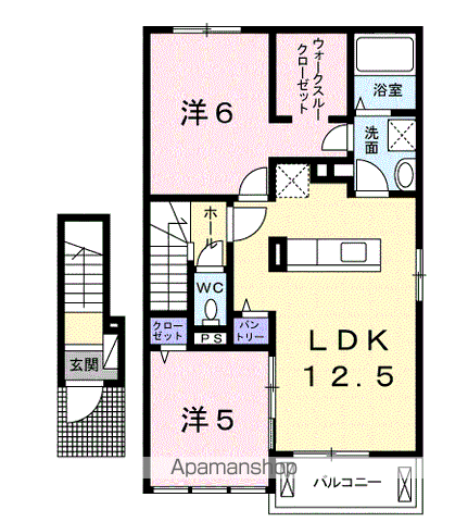 シャトーブランシェ Ⅱ(2LDK/2階)の間取り写真