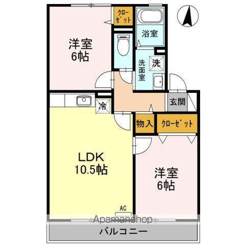 ヴィラ弐番館(2LDK/2階)の間取り写真