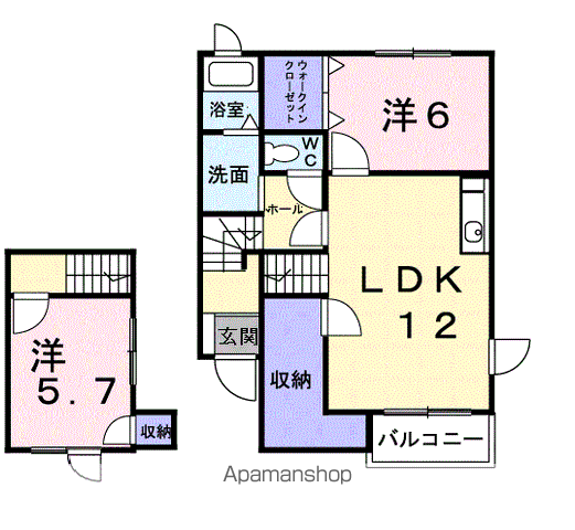 カメリア弐番館(2LDK/2階)の間取り写真