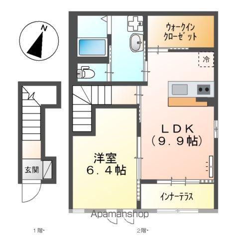 ディア・ベルジュⅤ(1LDK/2階)の間取り写真