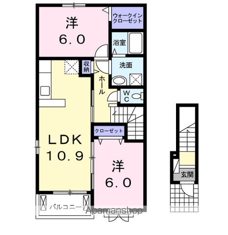 ロワンテール2(2LDK/2階)の間取り写真