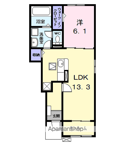 セシルⅠ(1LDK/1階)の間取り写真