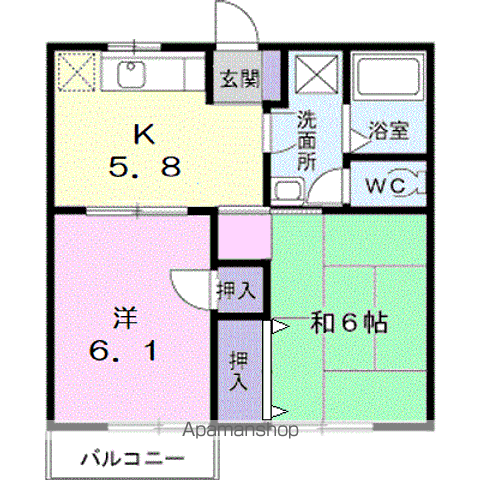 エスポワールA(2K/2階)の間取り写真