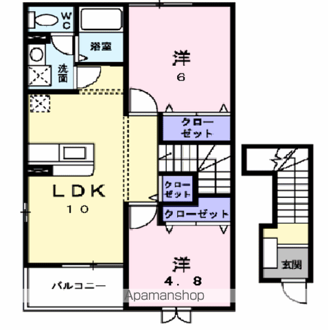 イーグル・フレンドⅡ(2LDK/2階)の間取り写真