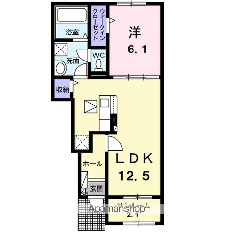 ピアニッシモⅠ(1LDK/1階)の間取り写真