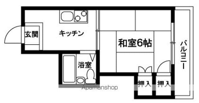 竹原ビル(1DK/3階)の間取り写真