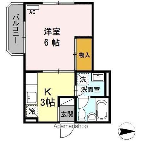 川の辺ハイツ(1K/2階)の間取り写真