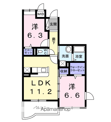 マンショングレイスエレガント(2LDK/3階)の間取り写真