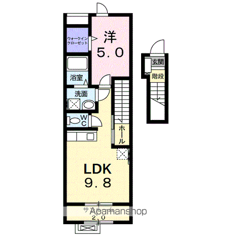 ハイムダイⅣ(1LDK/2階)の間取り写真