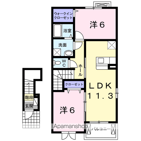 レスパス Ⅰ(2LDK/2階)の間取り写真