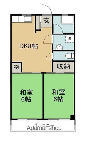 ベルシャトウ白亜(2DK/2階)の間取り写真