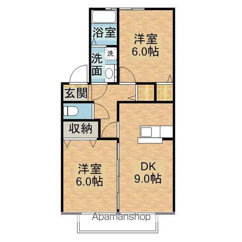 サンク・ルナF(2DK/1階)の間取り写真