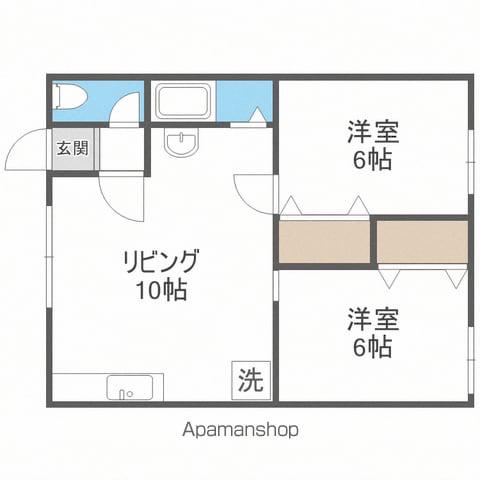 コーポひまわりB棟(2LDK/1階)の間取り写真